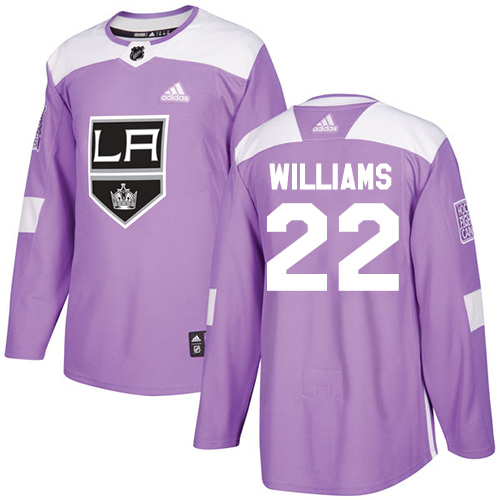 Adidas Kings #22 Tiger Williams Purple Authentic Fights Cancer Stitched NHL Jersey